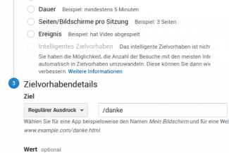 Conversion in Google Analytics anlegen