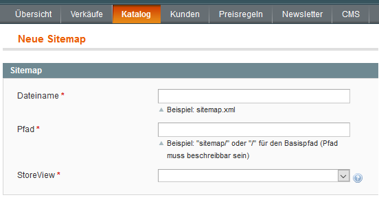 Sitemap in Magento erstellen