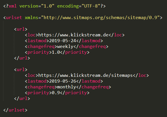 XML Sitemap Code Beispiel