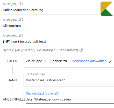 Beispiel If-Funktionen Zielgruppe Beispiel If-Funktionen Zielgruppe